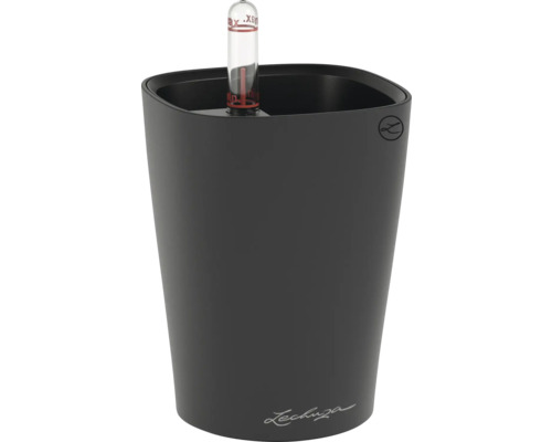 Schwarzer Pflanztopf mit Füllstandsanzeiger