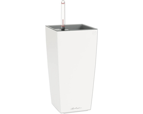 Weißer Pflanzkübel mit Wasserstandsanzeige