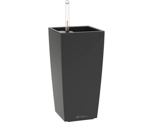 Schwarzer Pflanzkübel mit Wasserstandsanzeiger