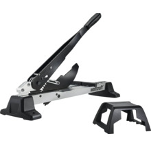 Wolfcraft Laminatschneider mit langem Handgriff und separater Materialauflage.