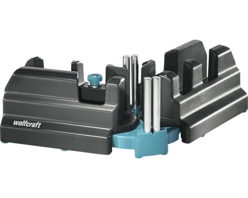 Wolfcraft Schmiege und Schneidlade aus Kunststoff mit Metallführungsstiften zum präzisen Sägen von Winkeln.