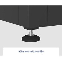 Detailaufnahme von höhenverstellbaren Füßen an einem Möbelstück