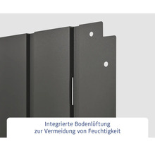 Detailaufnahme der integrierten Bodenbelüftung zur Vermeidung von Feuchtigkeit.