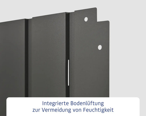 Detailaufnahme der integrierten Bodenbelüftung zur Vermeidung von Feuchtigkeit.