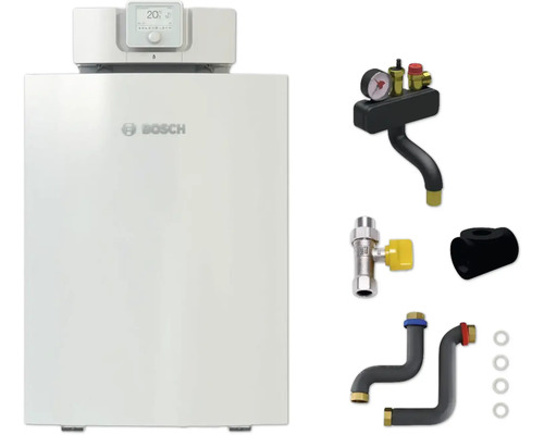 Bosch Heizungsanlage mit Zubehörteilen.