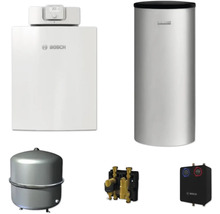 Bosch Heizungsanlage mit Warmwasserspeicher, Ausdehnungsgefäß, Anschlusszubehör und hydraulischer Weiche