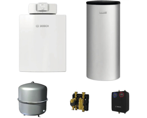 Heizungsanlage mit Heizkessel, Warmwasserspeicher und Zubehör