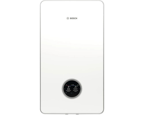 Bosch Logo über einer Heizungsanlage mit digitaler Anzeige