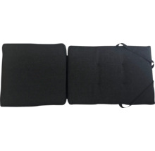 Zwei dunkle Loungekissen mit Befestigungsbändern