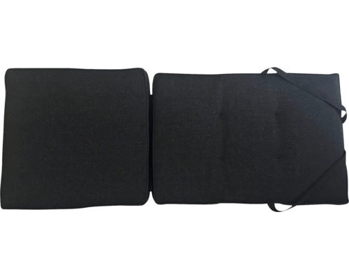 Zwei dunkle Loungekissen mit Befestigungsbändern