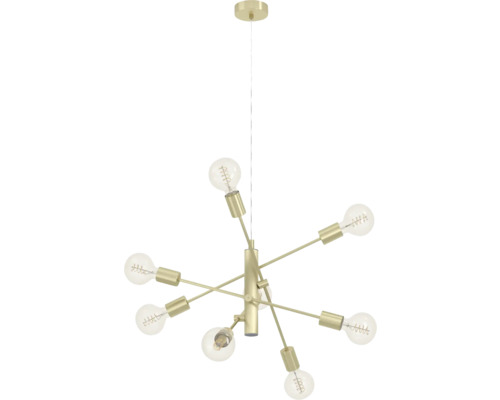 Pendelleuchte mit sieben Leuchtenarmen und Glühbirnen
