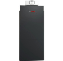 Bosch Logo über einer Heizungsanlage