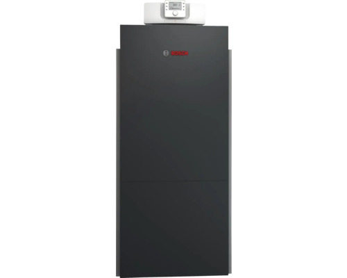 Bosch Logo über einer Heizungsanlage