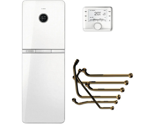 Bosch Heizungsanlage mit Regler und Anschlussrohren