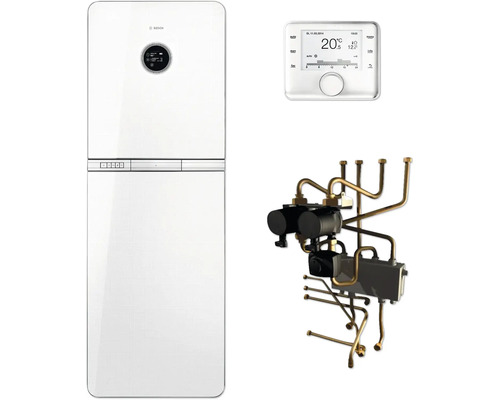 Abbildung einer Bosch Heizungsanlage mit Steuerung und Montagekomponenten