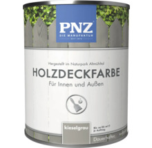 Holzdeckfarbe, geeignet für Innen und Außen, Farbton Kieselgrau, PNZ Logo