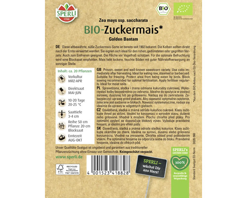 Samenpackung Bio-Zuckermais Golden Bantam