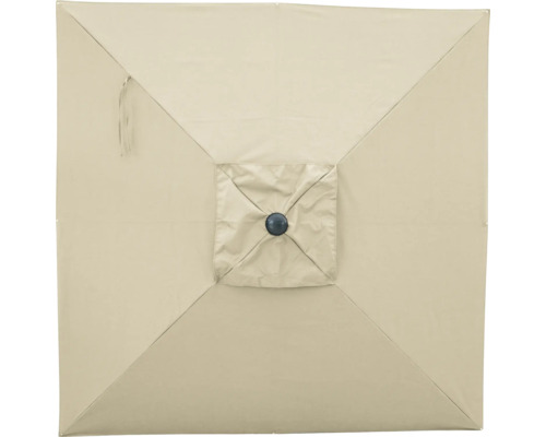 Ersatzbezug für Soluna Sonnenschirm 10321839 Orléans 300 cm ecru Detailansicht einer quadratischen Sonnenschirmbespannung mit zentralem Knopf