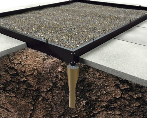 Fundament Halls Icon 8 11,2 m² 441,3 x 254,7 x 12 cm schwarz Bodenaufbau mit Kies und Fundament