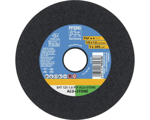 Trennscheibe für Aluminium und Stein, 125 x 1,6 x 22,23 Millimeter