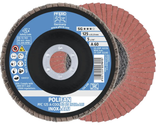 Pferd Polifan Schleifscheibe 125 Millimeter Durchmesser für Edelstahl und Aluminium
