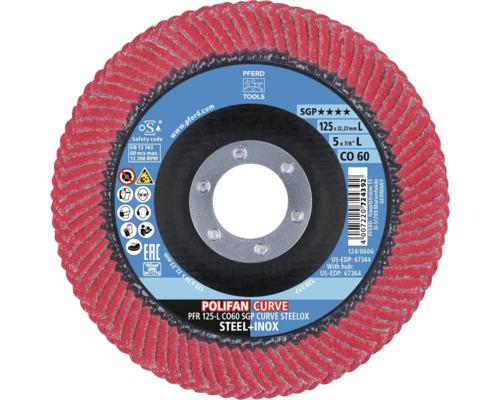 Pferd Polifan Curve Schleifmopteller, 125 Millimeter, für Stahl und Edelstahl