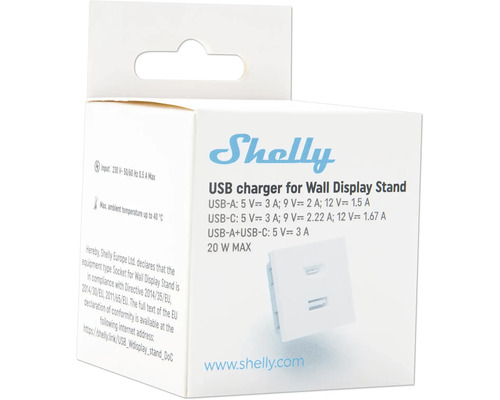 Shelly USB-Ladegerät für Wanddisplayständer Verpackung
