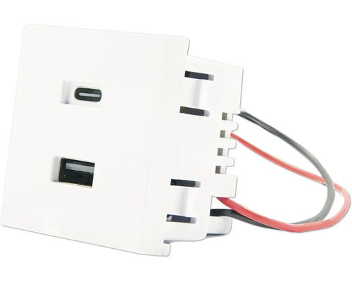 Weißer USB-Doppelwandstecker mit Anschlusskabel