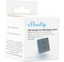 Verpackung eines Shelly USB Ladegeräts für Wand Display Halterung