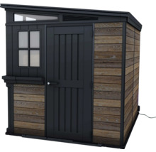 Gartenschrank aus Holz mit Tür und Fenster für den Aussenbereich