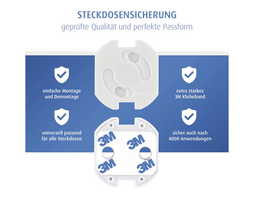 Steckdosensicherung mit Klebeband zur einfachen Montage