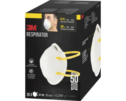 3M Atemschutzmaske, partikelfiltrierend, mit verstellbarem Nasenclip und fortschrittlichen elektrostatischen Filtermedien