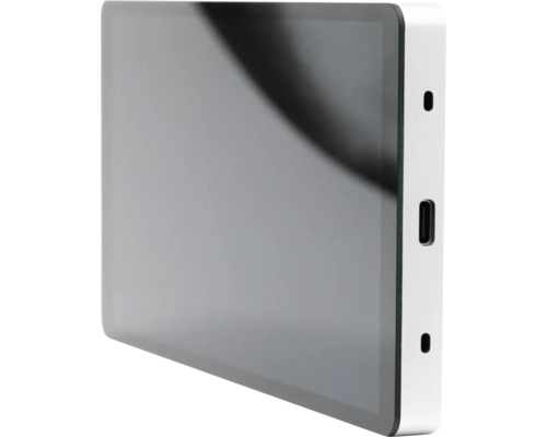 Digitales Display mit Seitenansicht und USB-Typ-C-Anschluss.