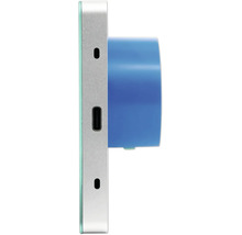 Seitenansicht eines Smart Home Wanddisplays mit USB-C-Anschluss.
