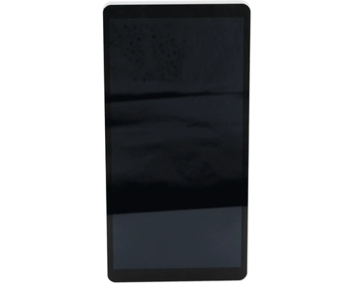 Schwarzes rechteckiges Display mit schmalem Rahmen in Hochformat.
