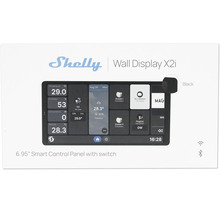 Shelly Logo, Shelly Wall Display X2i, Smart Home Steuerungspanel mit 6.95 Zoll Display und integriertem Schalter.