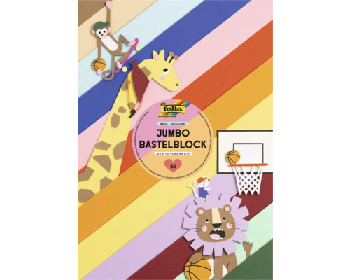 Jumbo Bastelblock mit 25 Farben, Format 23 x 33 cm, 130 und 300 Gramm pro Quadratmeter