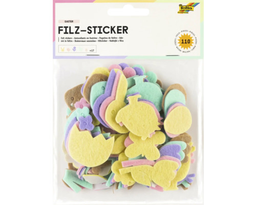 Filz-Sticker Ostern verschiedene Farben 110-tlg. Filzaufkleber Set mit Ostermotiven, 110 Stück