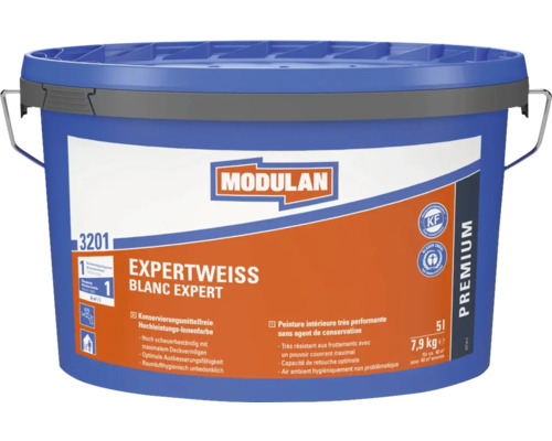 MODULAN 3201 Expertweiß Wandfarbe weiß 5 l Modulan Expertweiss Innenfarbe, 5 Liter Eimer