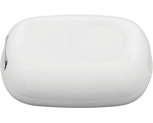 Weißer, ovaler Smart Home Sensor aus Kunststoff.