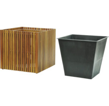 Blumenkasten aus Holz mit Kunststoffeinsatz für Pflanzen