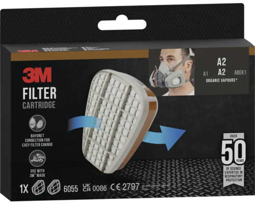 3M Filterpatrone A2, A1, A2, ABEK1 zum Filtern organischer Dämpfe