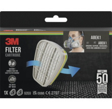 3M Filterkartusche ABEK1 zum Schutz vor organischen Dämpfen, anorganischen Gasen, sauren Gasen und Ammoniak