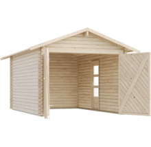 Holzgarage mit Flügeltür und Seitentür