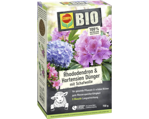 Packung Rhododendron und Hortensien Dünger mit Schafwolle von Compo Bio