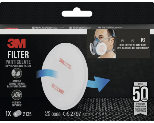 3M Feinstaubfilter der Klasse P3 mit 99% Filterleistung für 3M Masken