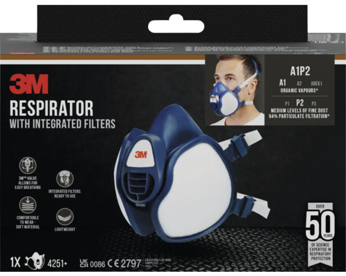 3M Atemschutzmaske mit integrierten Filtern