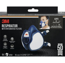 3M Atemschutzmaske mit integrierten Filtern, geeignet für organische Dämpfe und hohe Feinstaubkonzentrationen