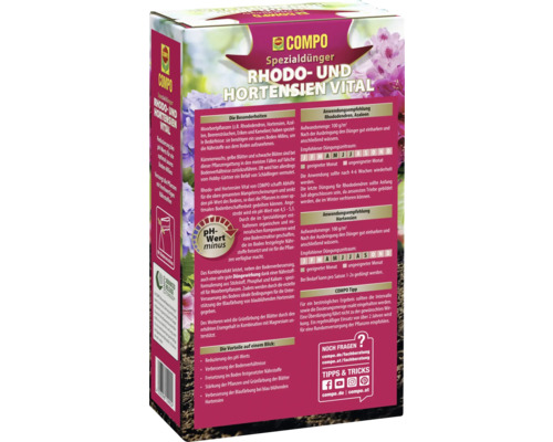 COMPO Spezialdünger für Rhododendren und Hortensien zur Reduzierung des pH-Wertes