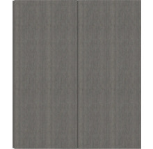 Zwei graue Schranktüren mit Holzmaserung